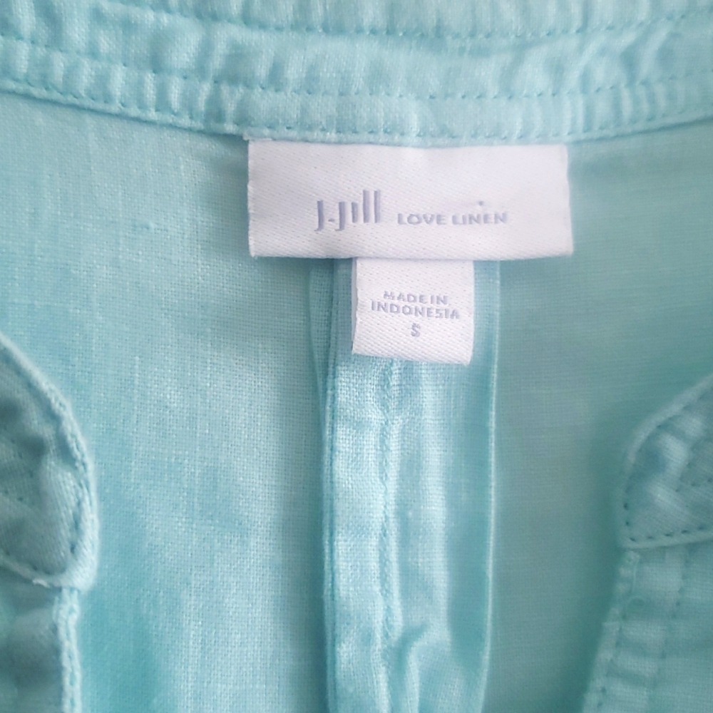 J.jill Love Linen 100% Linen Sleeveless Midi Shift Dress Light Pastel Blue VNeck - Picture 4 of 17